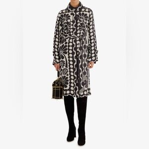 Farm Rio Palermo Long-Sleeve Belted Midi Dress